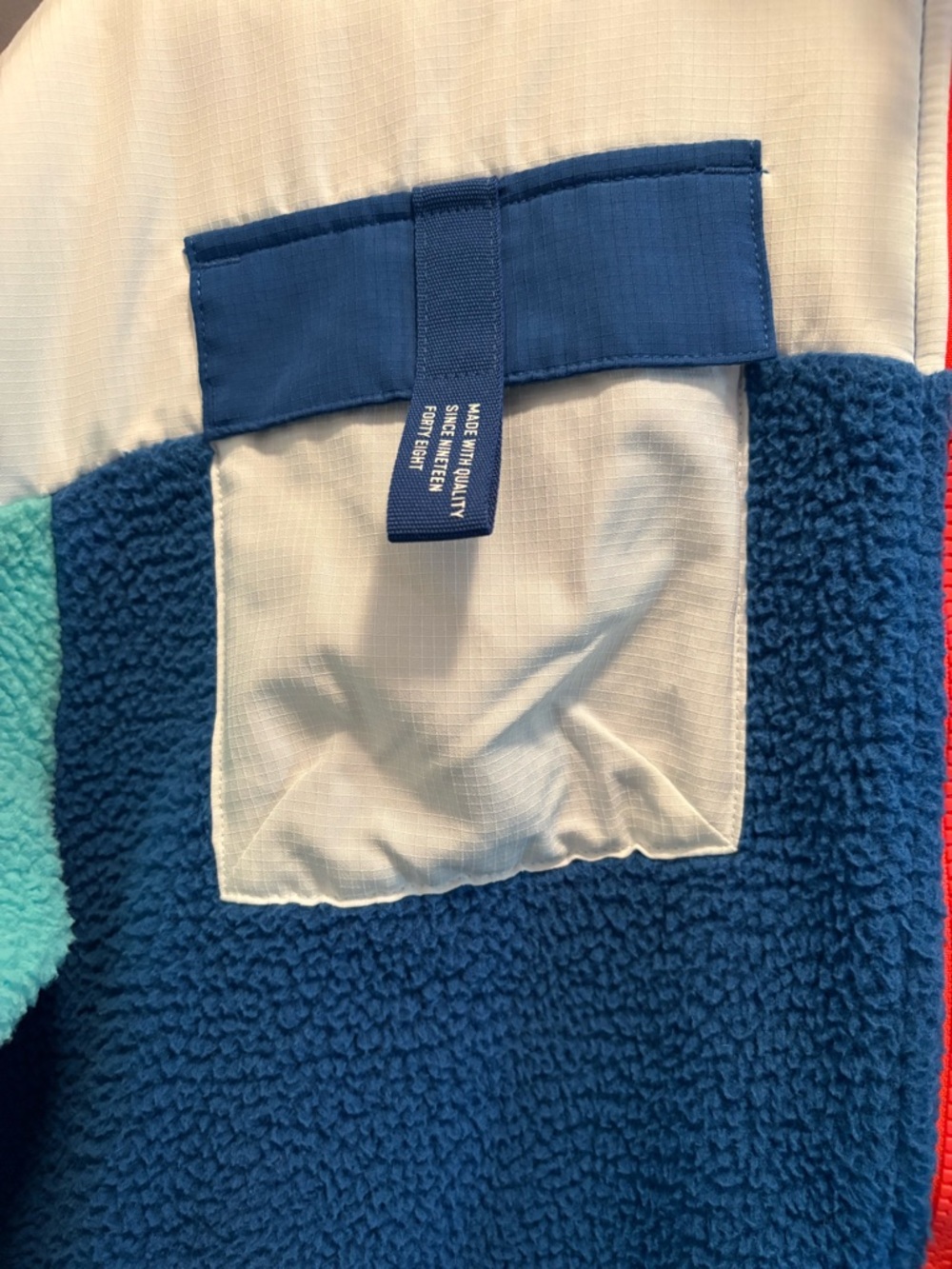 Puma Colorblock Sherpa Jacket in Teal, Navy, White & Orange - Picture 3 of 15